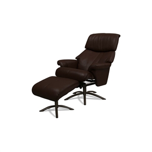 CALIBRA - LÆNESTOL INKL. SKAMMEL - 6000 SV BRUN SEMIANILIN LÆDER